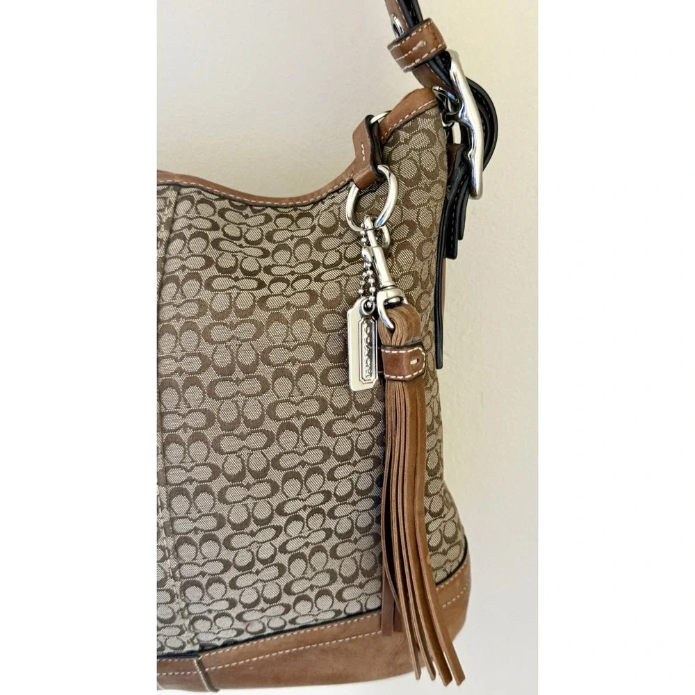 Vintage 2000s Y2K Coach Signature C Jacquard Purse Hobo Bag Old Money Clean Girl